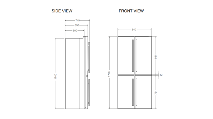 84 cm freestanding cross-door refrigerator stainless steel | Bertazzoni